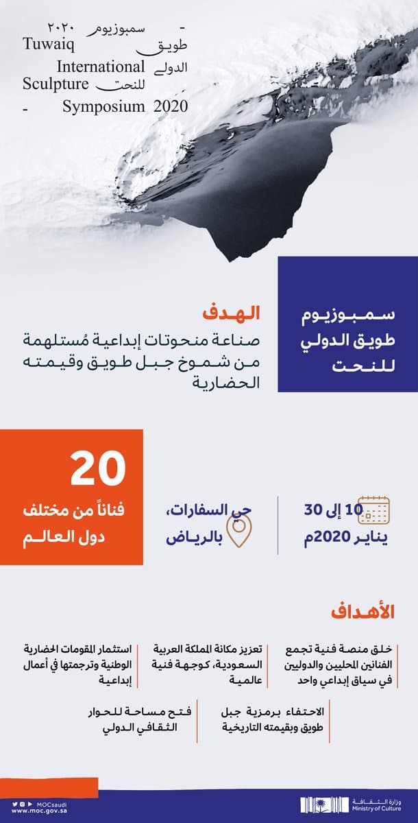 وزارة الثقافة تطلق "سمبوزيوم طويق الدولي للنحت" في الرياض