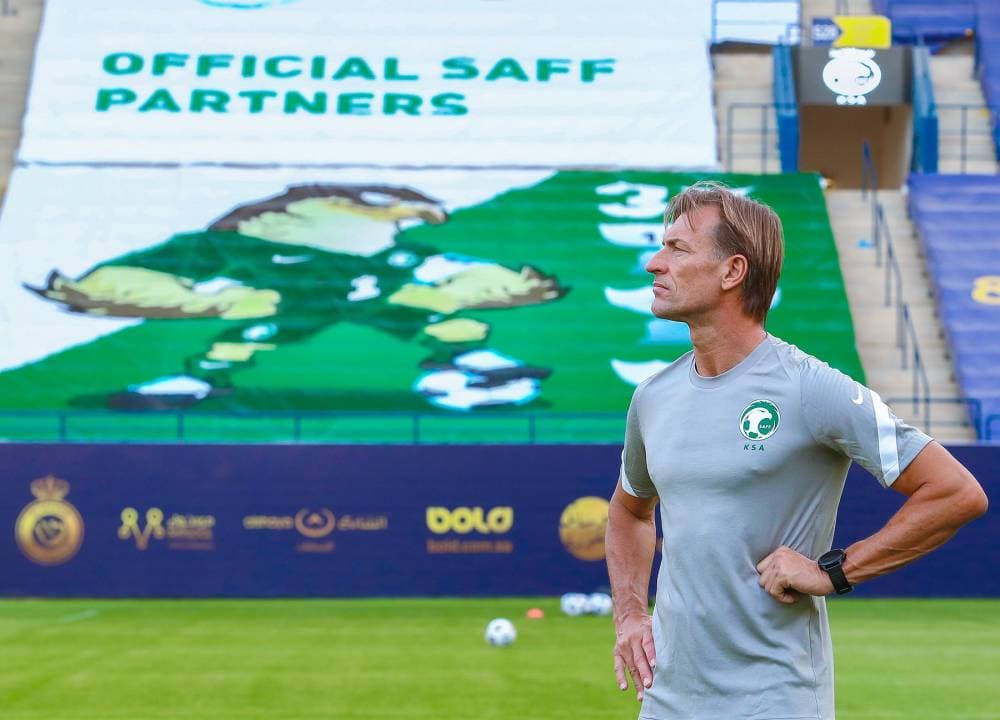 رينارد خلال تدريب الأخضر.