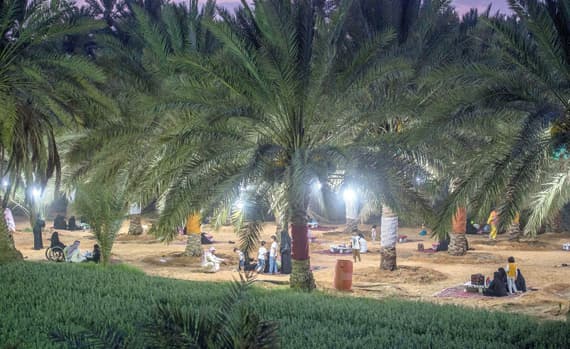 يرى الزائر لفعالية ظلال النخيل الحياة التي عاشها الآباء قبل عقود من الزمن. "الاقتصادية"