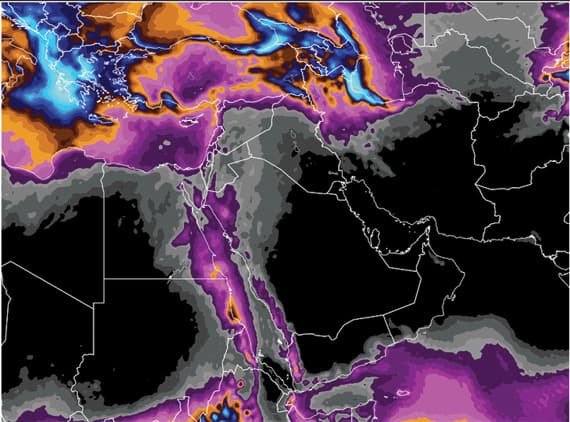 صورة توضح القيمة التراكمية للمطر حتى نهاية شهر أكتوبر الجاري.