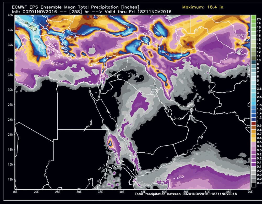 صورة من الأقمار الصناعية توضح حالة الطقس لهذا اليوم.