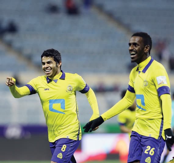 فرحة يحيى الشهري بهدف النصر الثاني.
 تصوير: عبد العزيز النومان ـ "الاقتصادية"