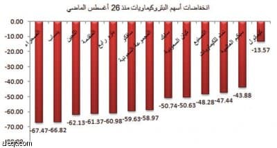 قطاع البتروكيماويات يخسر نصف قيمته في 10 أسابيع  وأسهمه تحقق أسعار تاريخية