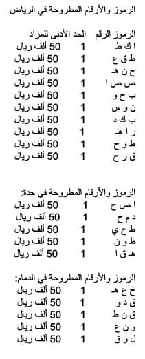 مع العام الهجري  الجديد "المرور" يطرح 20 لوحة تحمل الرقم 1 في مزاد
