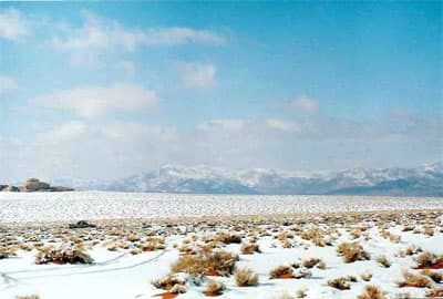 تبوك : أمطار غزيرة والثلوج تغطي الجبال