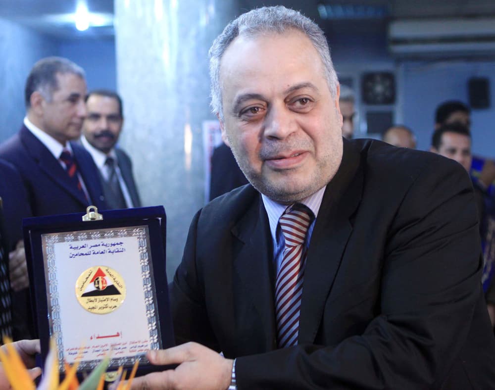 النقابة العامة المصرية للمحامين تكرم الممثلين المشاركين في صناعة أفلام حرب 6 أكتوبر في القاهرة.