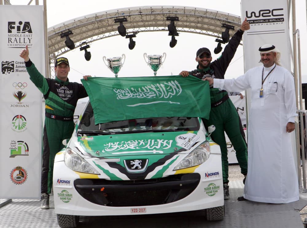السعودي يزيد الراجحي يحتل المركز الأول في بطولة رالي الاردن