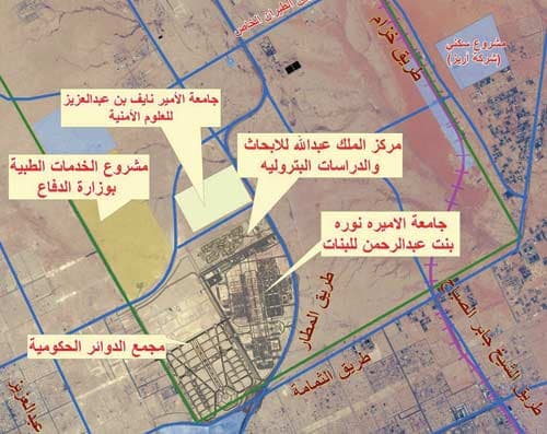 مخطط عام وشبكة طرق لمنطقة مطار الملك خالد بطول 325 كيلومترا