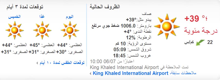 طقس شديد الحرارة على شرق المملكة ووسطها حار على بقية المناطق