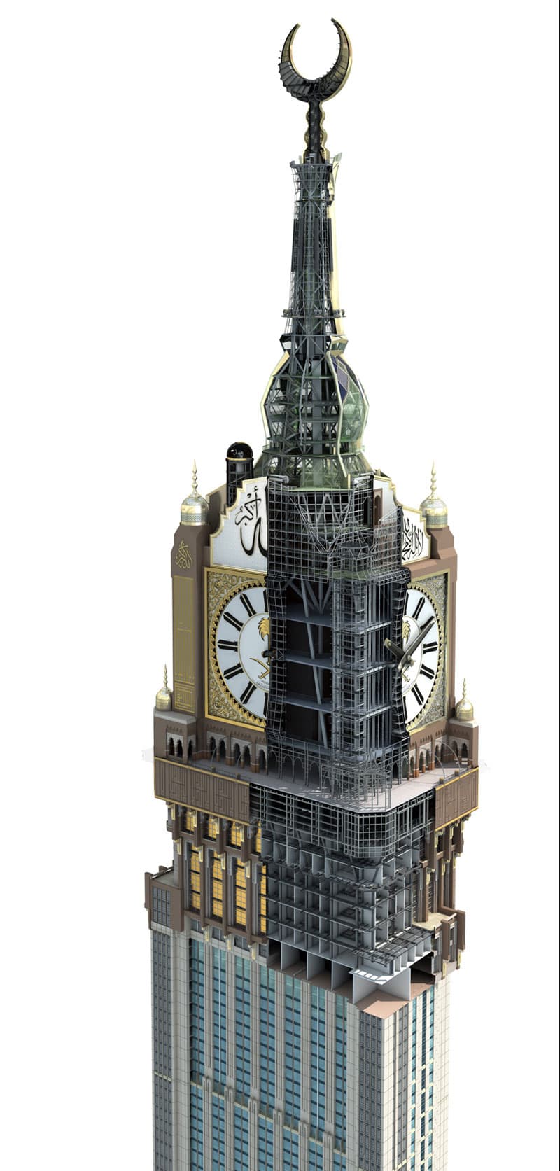 صور لمراحل العمل في ساعة مكة والتي سيبدأ التشغيل التجريبي لها في الأسبوع الأول من شهر رمضان المبارك