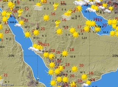 تشكيلات من السحب على شمال وشرق ووسط المملكة