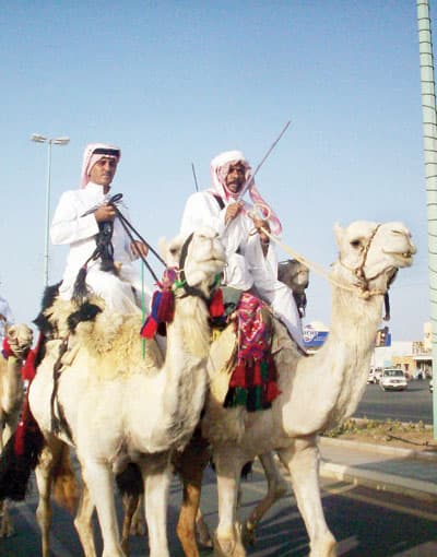 تبوك تستقبل سياح إجازة الحج باستعراضات الهجن