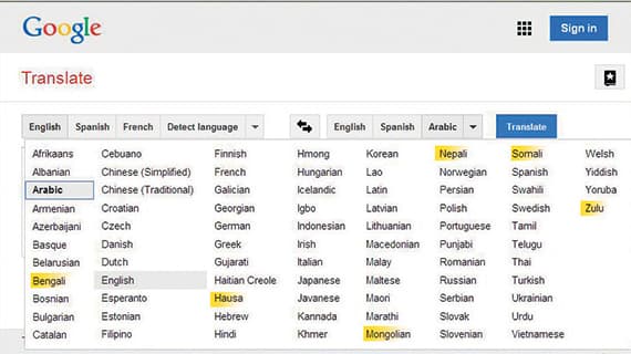 6 لغات جديدة في
 «مترجم جوجل»
