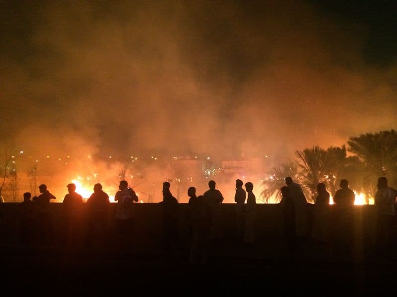 إخماد حريق كبير في وادي حنيفة