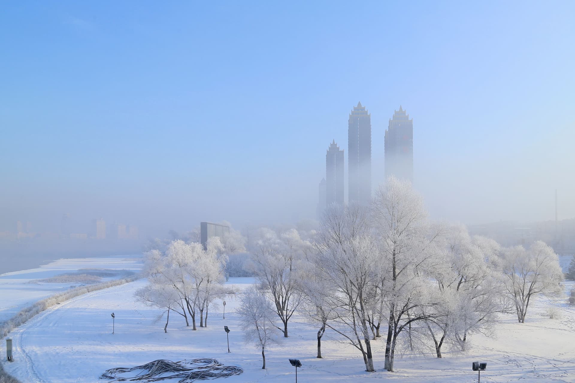قصة مصورة : تساقط الثلوج على الصين