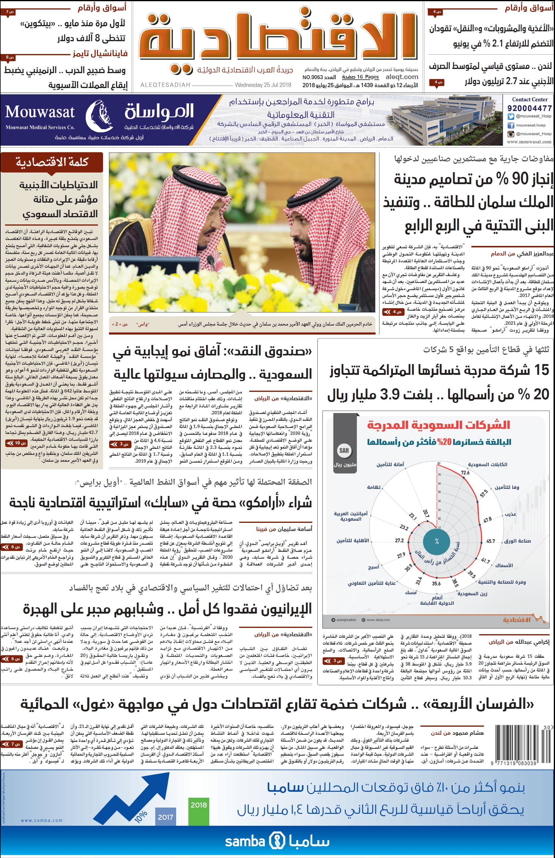 الأربعاء 12 ذو القعدة 1439 هـ. الموافق 25 يوليو 2018 العدد 9053
