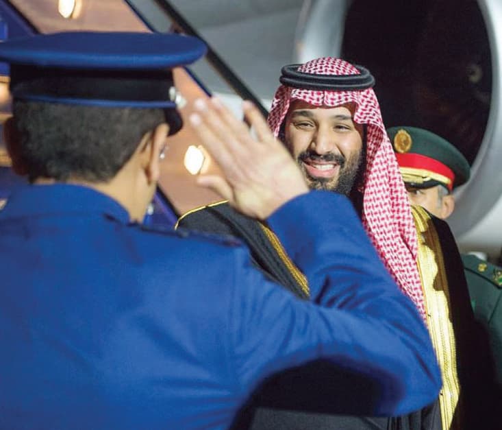  الأمير محمد بن سلمان لدى وصوله إلى العاصمة البريطانية لندن البارحة الأولى."واس" 