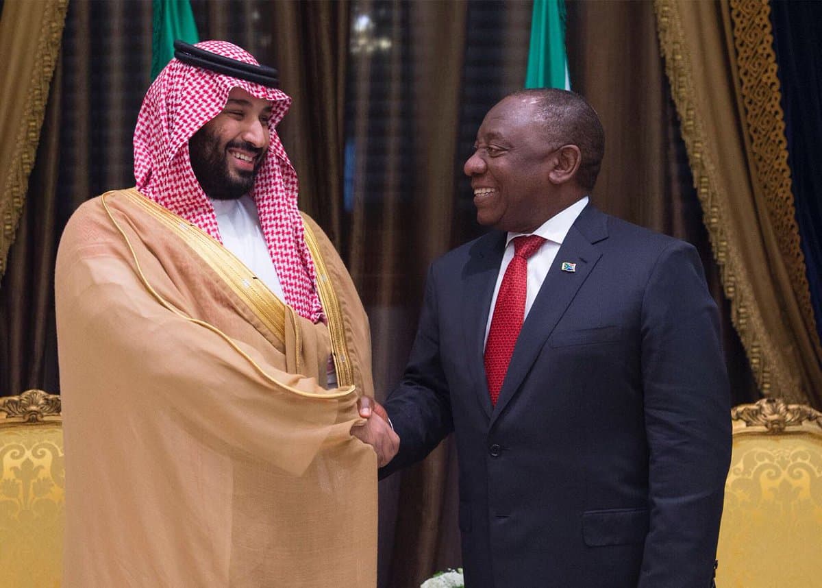 ولي العهد يبحث مع رئيس جنوب أفريقيا أوجه العلاقات الثنائية بين البلدين