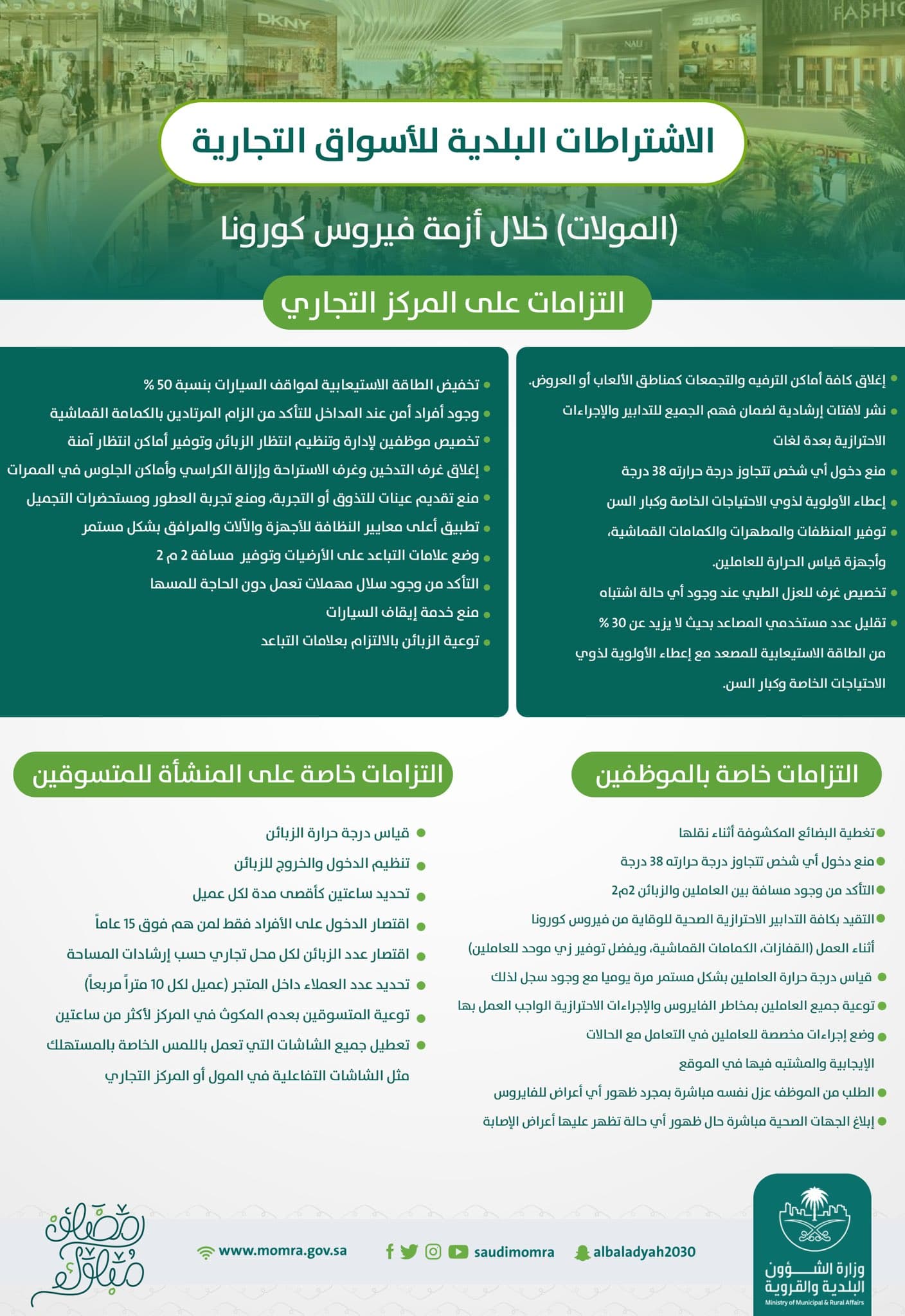 إصدار دليل الإجراءات الاحترازية لإعادة فتح الأنشطة التجارية في القطاع البلدي