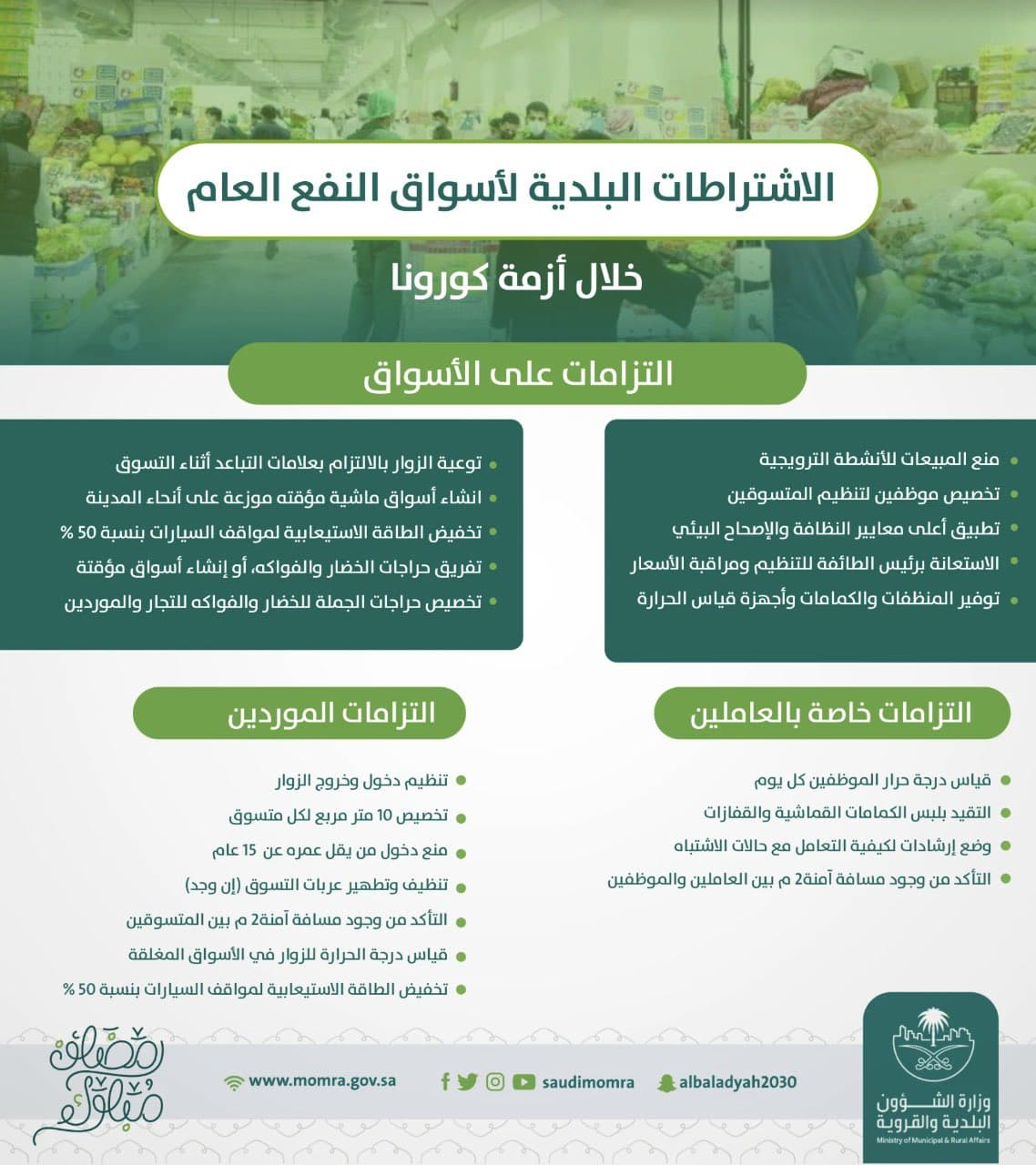 إصدار دليل الإجراءات الاحترازية لإعادة فتح الأنشطة التجارية في القطاع البلدي