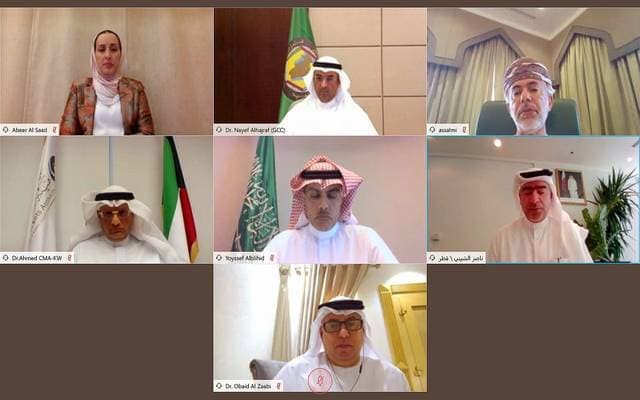 جانب من الاجتماع المرئي للجنة رؤساء هيئات الأسواق المالية لدول الخليج.