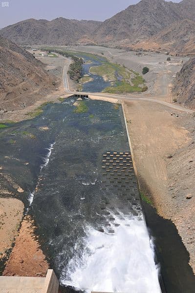 افتتاح بوابات سد وادي بيش في جازان لمدة شهر
