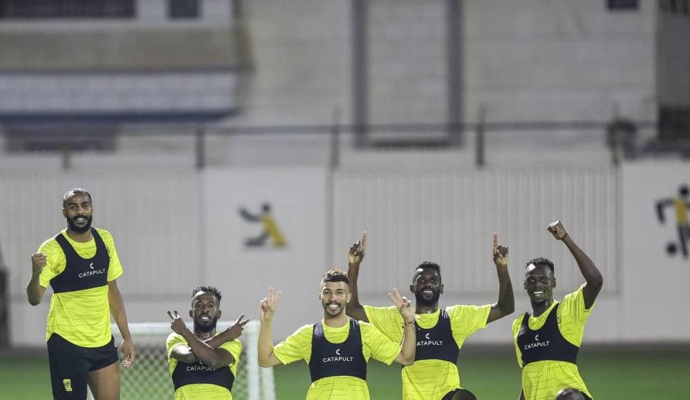 لاعبو فريق الاتحاد خلال التدريبات. «مركز الاتحاد الإعلامي »