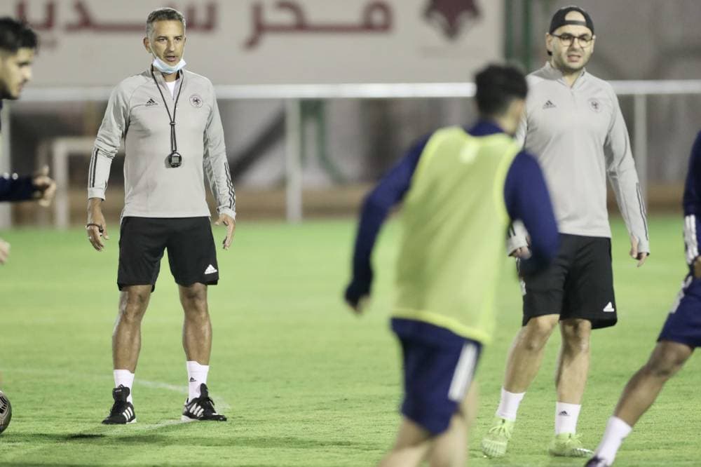 بريكليس تشاموسكا خلال تدريب الفيصلي أمس.

(مركز الفيصلي الإعلامي)