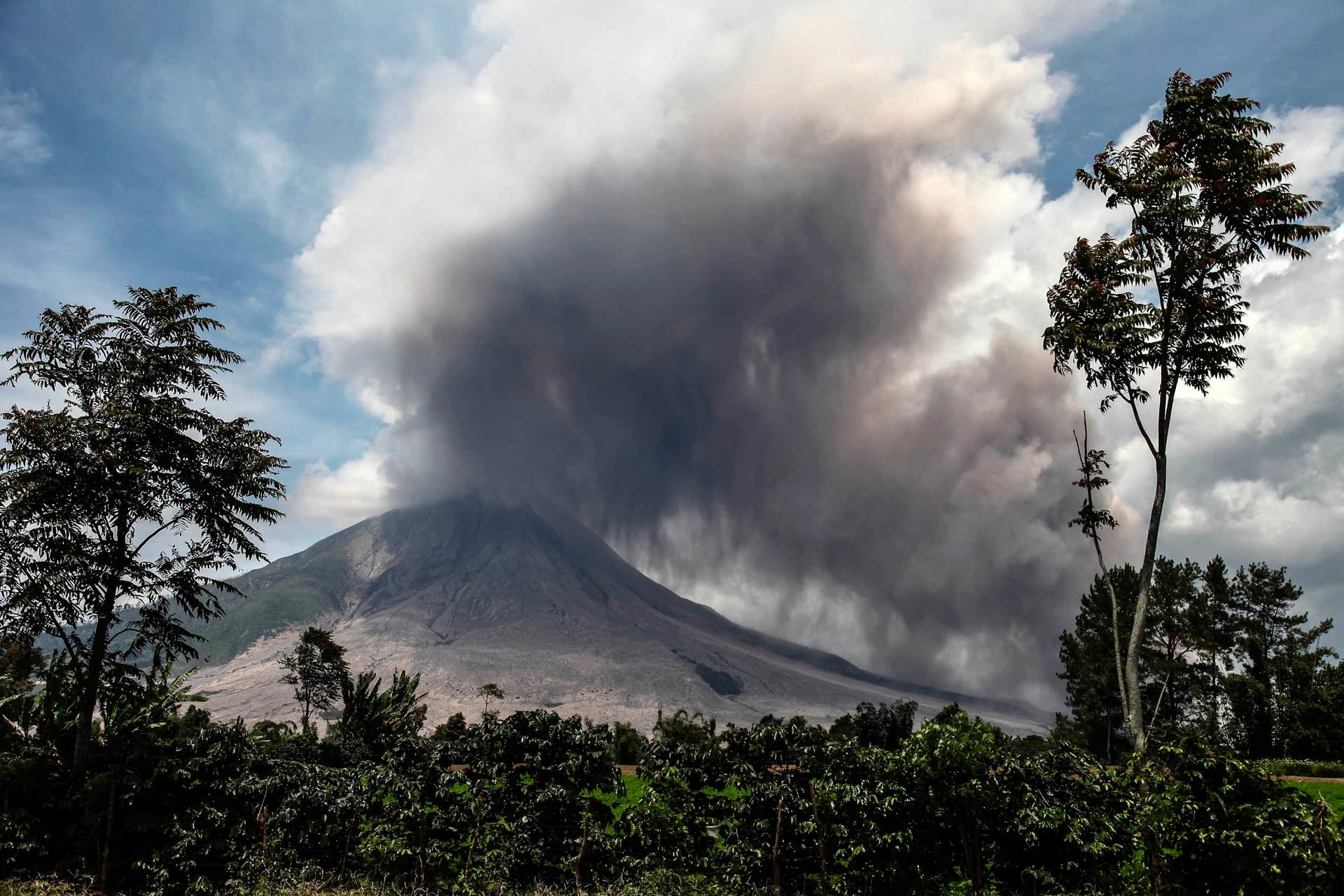 بركان "جبل سينابونغ" في إندونيسيا ينفث الرماد  