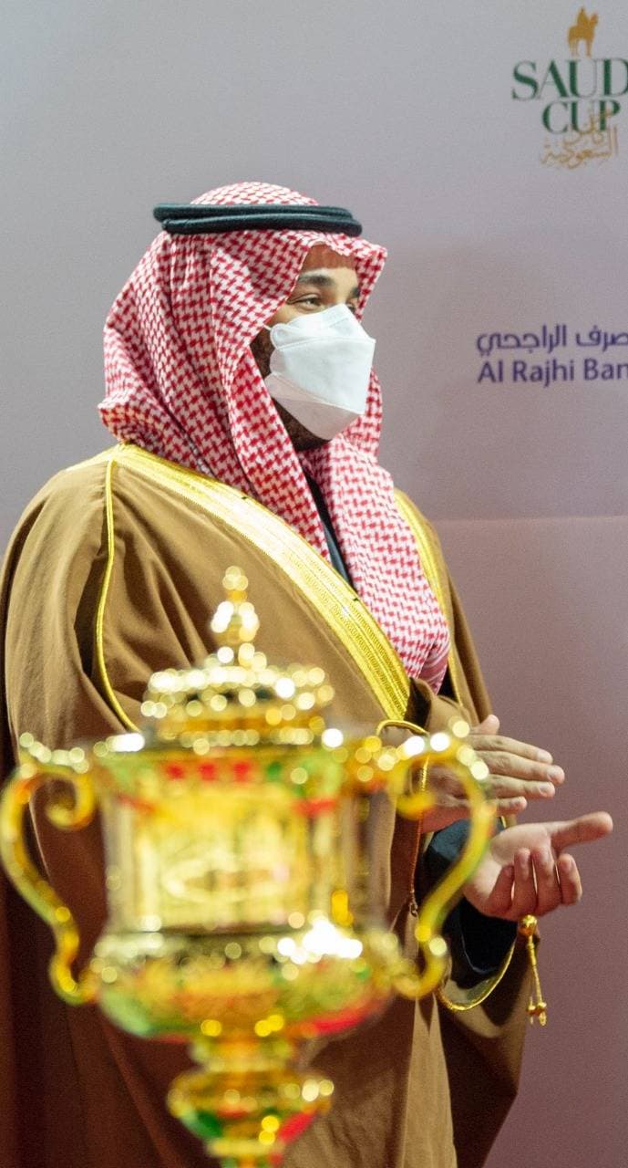 الأمير محمد بن سلمان خلال رعايته حفل سباق "كأس السعودية". تصوير: بندر الجلعود
