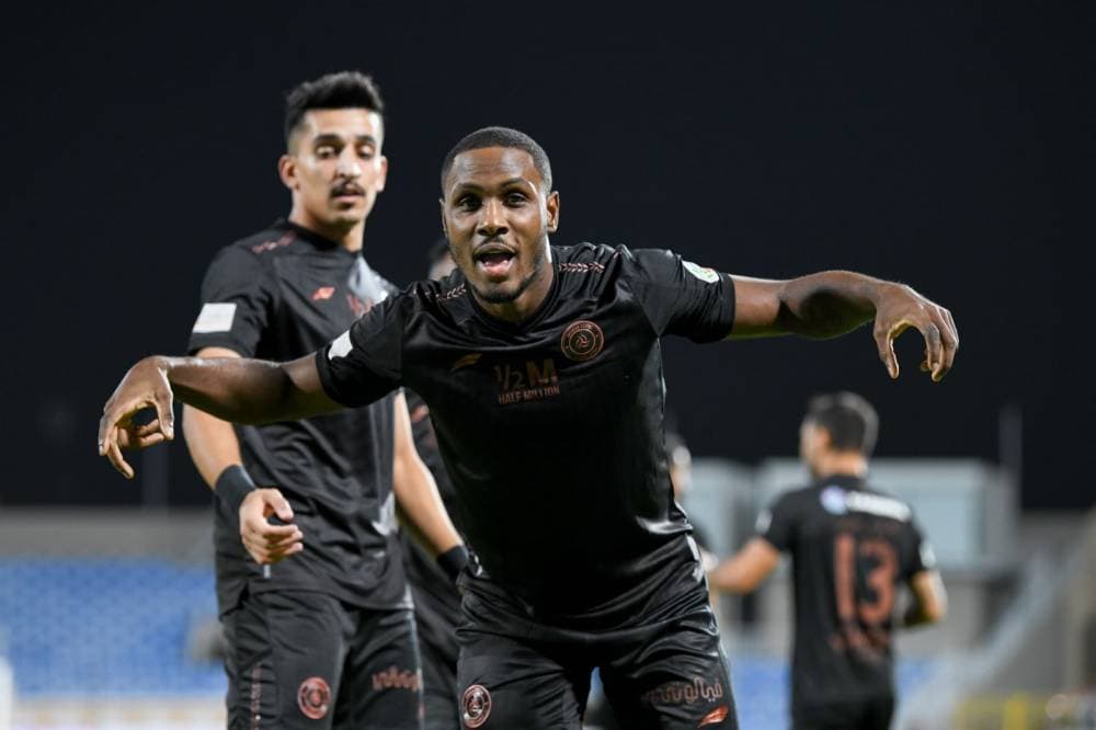 إيجالو محتفلا بهدفه. تصوير: عبدالرحمن السالم ـ "الاقتصادية"