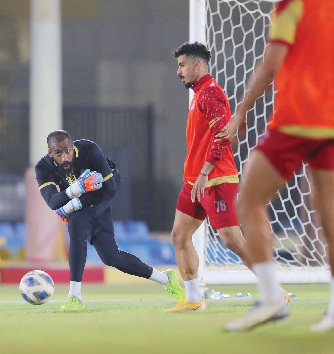 وليد عبد الله خلال تدريب النصر أمس. مركز النصر الاعلامي
