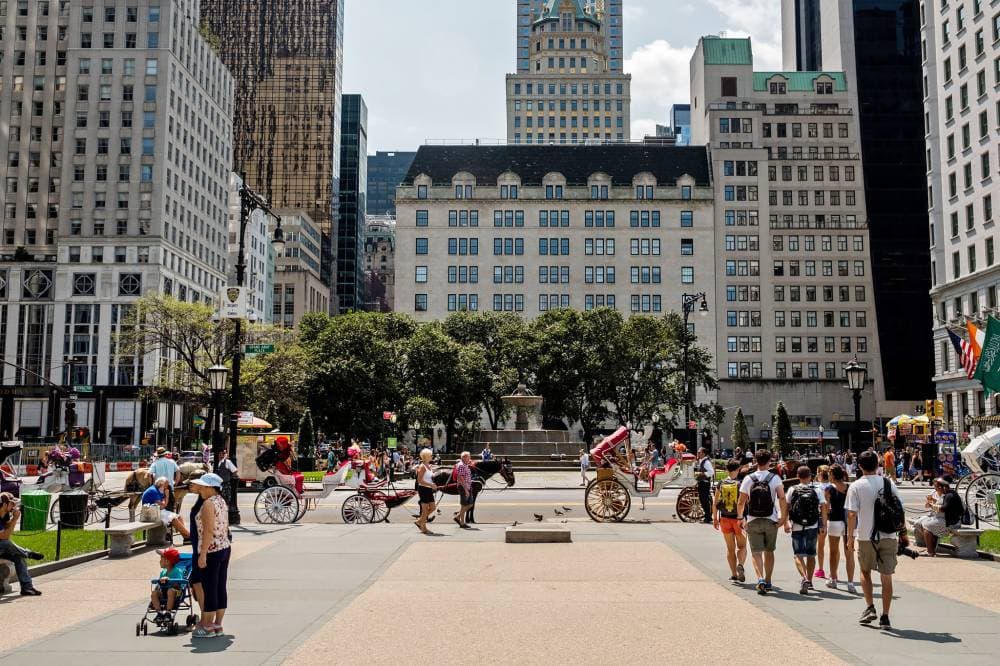 أشخاص يتجولون في سنترال بارك في مانهاتن. تصوير: إلياس ويليامز «نيويورك تايمز»