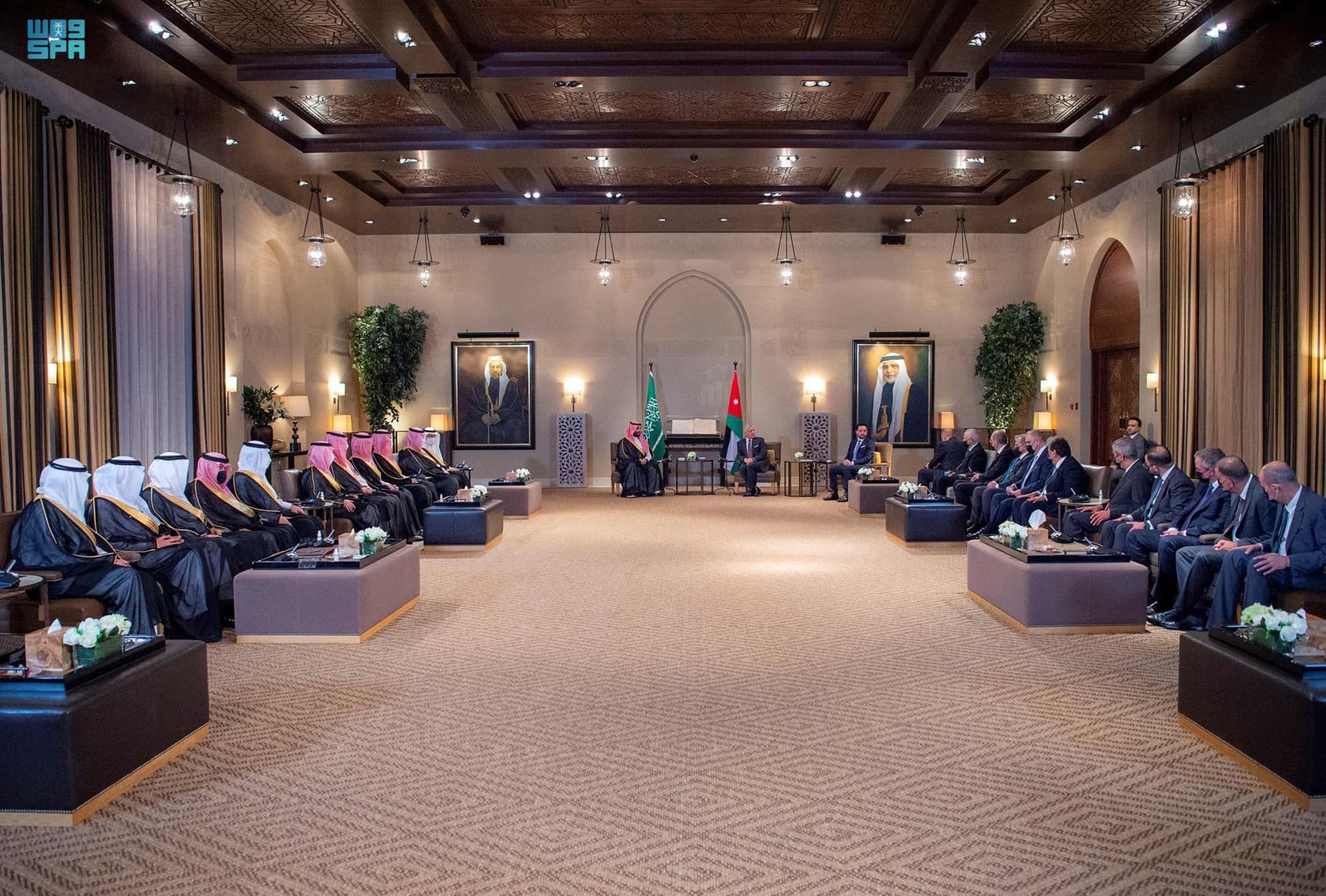 ولي العهد وملك الأردن يعقدان لقاء ثنائيا وجلسة مباحثات موسعة