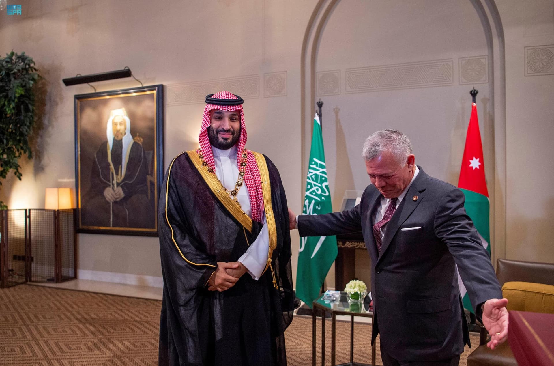 ولي العهد وملك الأردن يعقدان لقاء ثنائيا وجلسة مباحثات موسعة