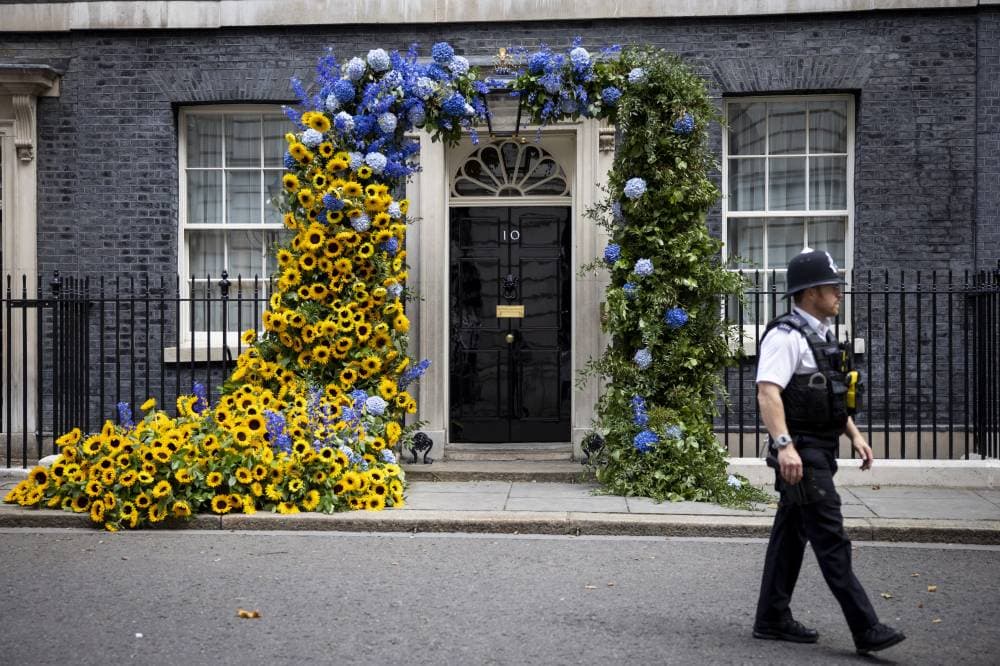 10 داونينج ستريت يحتفل بعيد الاستقلال الأوكراني لإظهار الدعم للبلد في لندن. "إ ب أ"