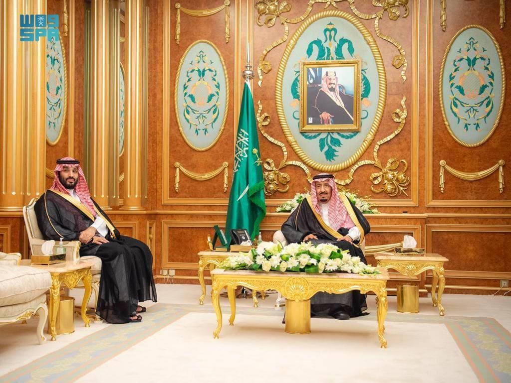 خادم الحرمين الشريفين الملك سلمان بن عبدالعزيز وولي العهد الأمير محمد بن سلمان."واس"