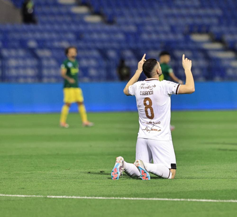 جوانكا بعد هدفه في الخليج. تصوير:عيسى الدبيسي ـ"الاقتصادية".