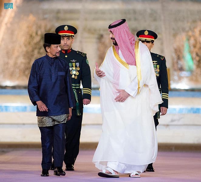 ولي العهد يستعرض مع سلطان بروناي دار السلام العلاقات الثنائية وسبل تطويرها 