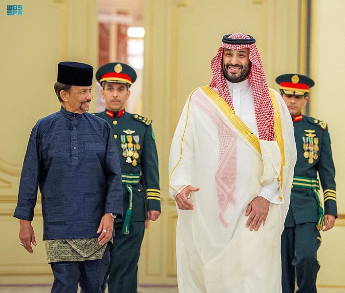 ولي العهد يستعرض مع سلطان بروناي دار السلام العلاقات الثنائية وسبل تطويرها 