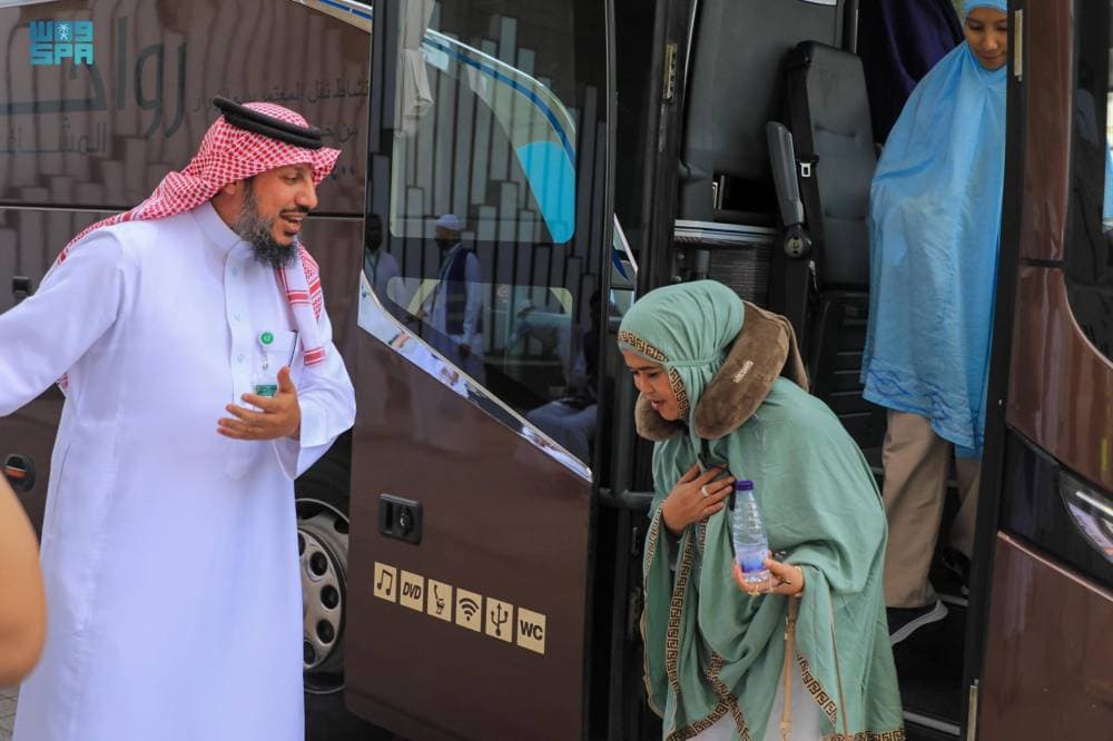 جانب من استقبال الحجاج في مكة المكرمة. "واس"