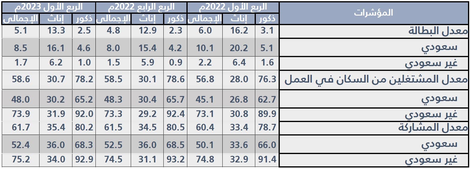 8.5 % بطالة السعوديين في الربع الأول من 2023 .. ارتفعت 0.5 %