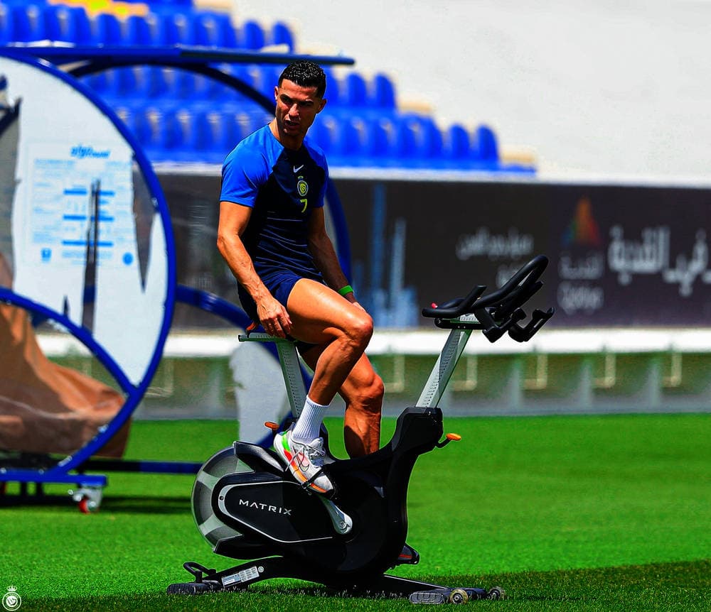 رونالدو خلال التدريبات الاسترجاعية. مركز النصر الإعلامي