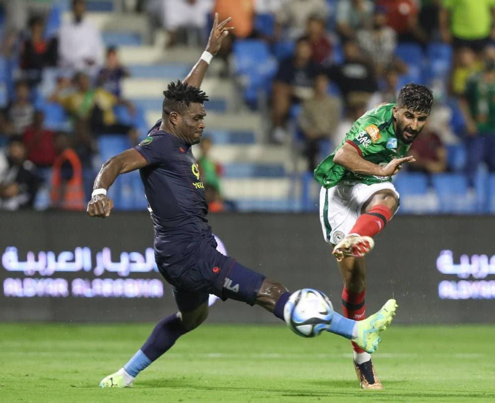 الكويكبي لحظة تسجيله الهدف الرابع. مركز الاتفاق الإعلامي