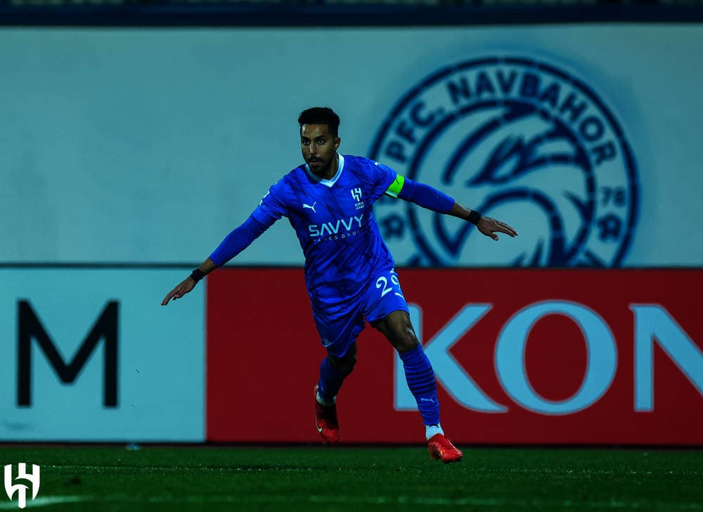 سالم محتفلا بهدف الهلال الثاني. مركز الهلال الإعلامي