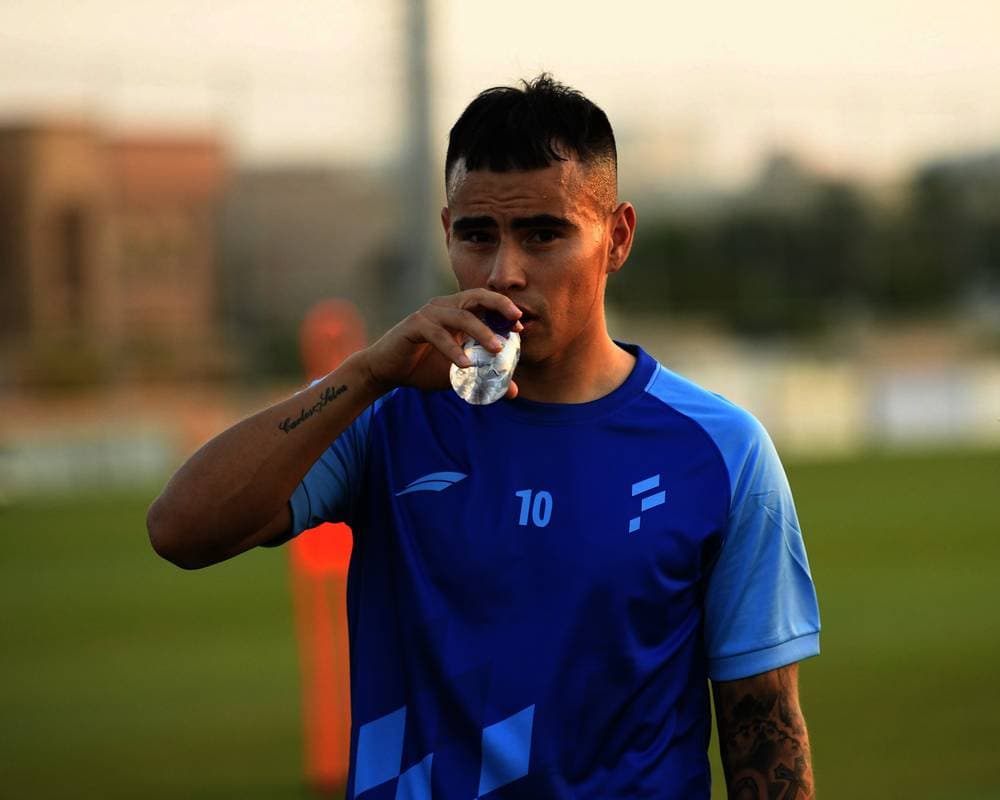 لوكاس خلال تدريب الفتح.