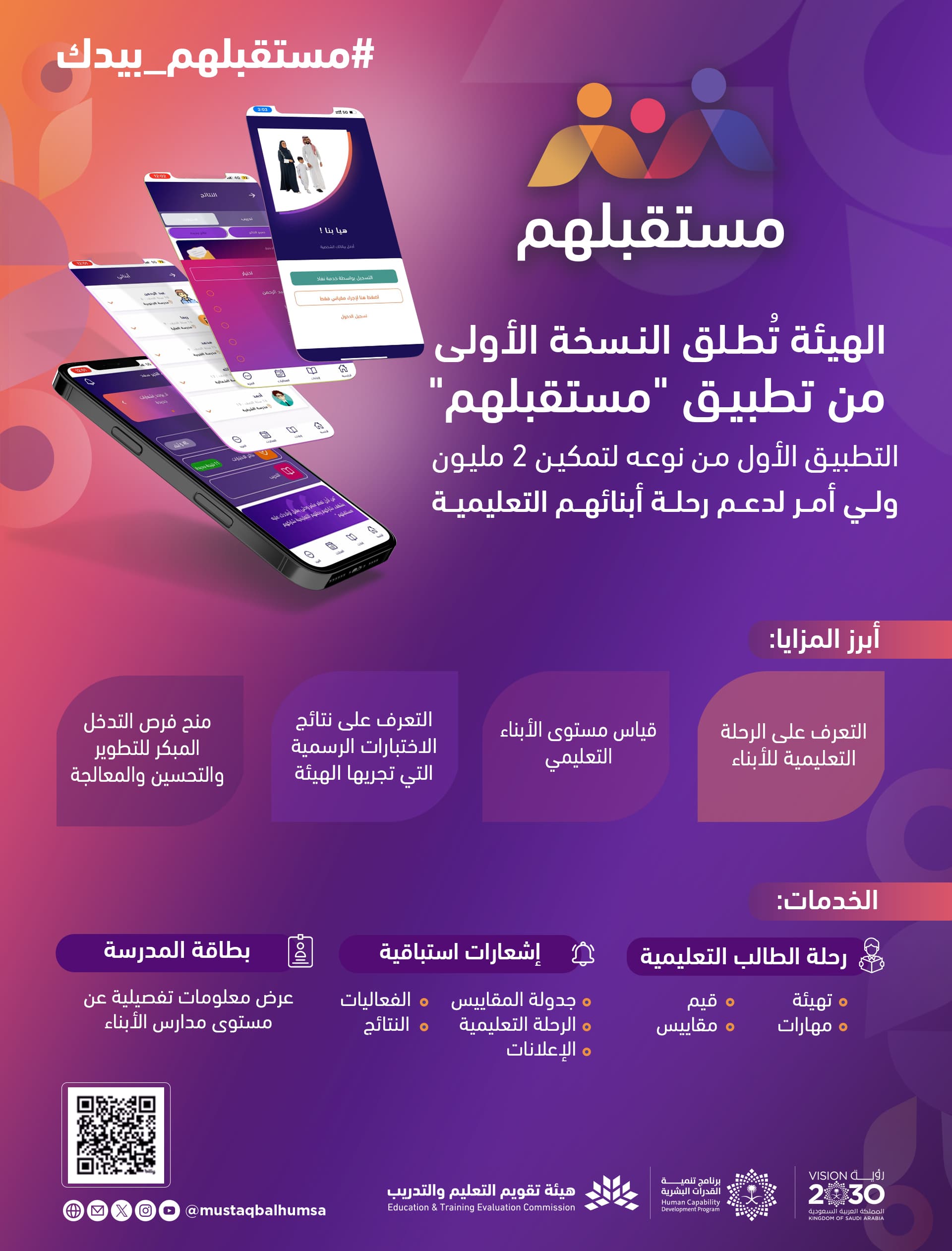 إطلاق تطبيق "مستقبلهم" لتمكين أكثر من 2 مليون ولي أمر لدعم رحلة أبنائهم التعليمية