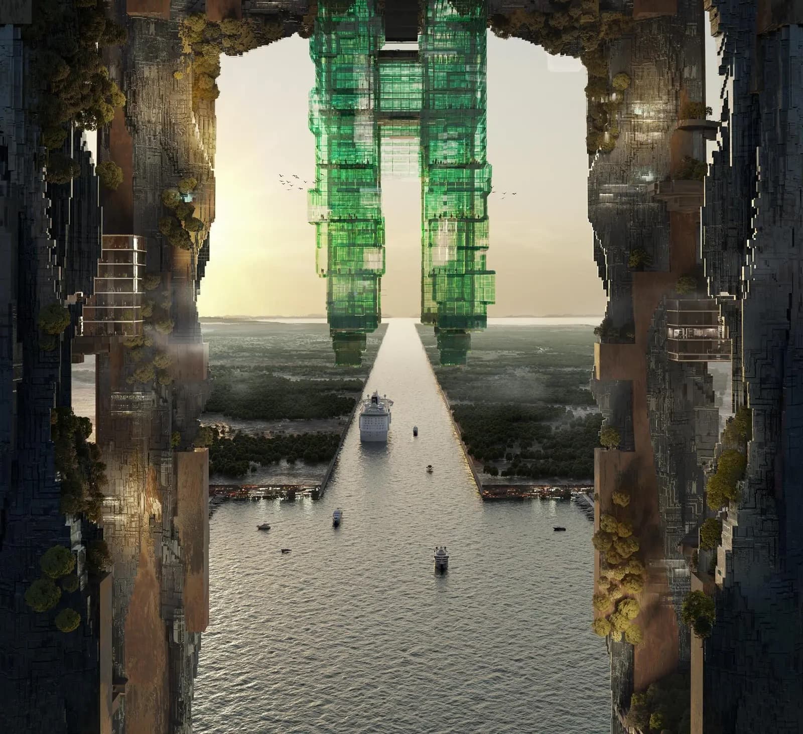 صورة لـ"نيوم" عبر تقنيات الواقع الافتراضي عرضت بمعرض "سيتي سكيب" في سبتمبر 2023. المصدر: واس