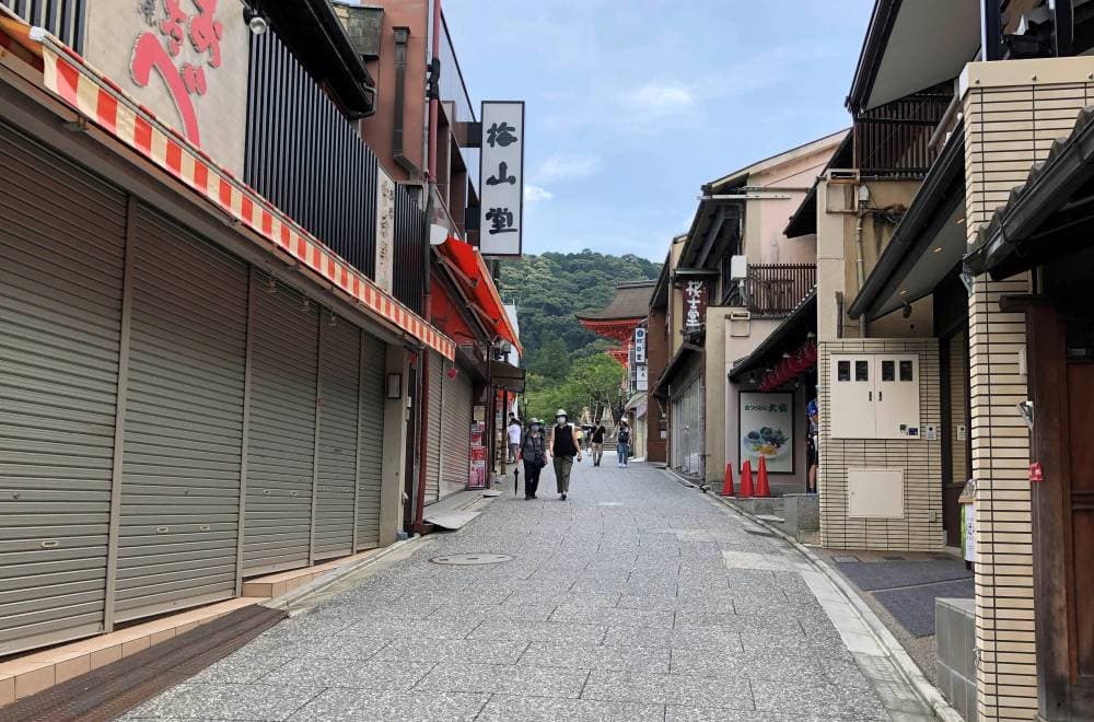 FILE PHOTO: An empty street near the usually crowded Kiyomizu temple in Kyoto, a popular tourist attraction, is pictured amid the coronavirus (COVID-19) outbreak in Japan, July 21, 2020. REUTERS/Leika Kihara/File Photo