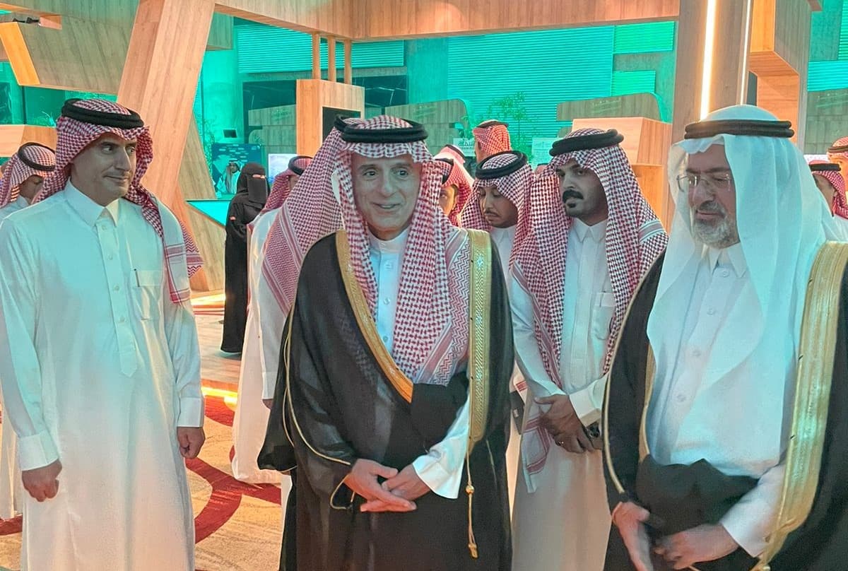 عادل الجبير خلال "الملتقى الوطني للتشجير" اليوم في الرياض. 